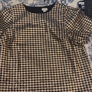 J Crew Black and Gold gingham blouse